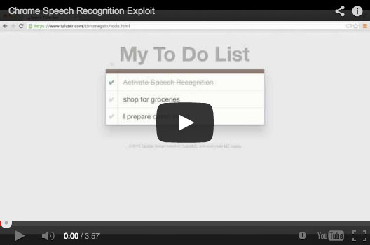Chrome Speech Recognition Exploit Demo Video